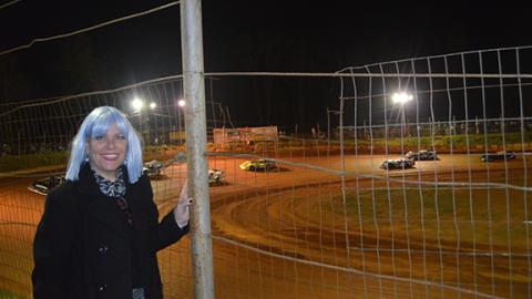 Abigail Hickman enjoys her first racecar event at the Tri-County Racetrack in Brasstown.