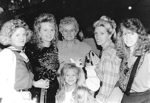 Family and friends called Priscilla Guffey “Priss.” She is shown with two of her daughters and three granddaughters (from left): Virginia (Adams), Angel, Priscilla, Patricia, Alexis and Kattie (in front).   