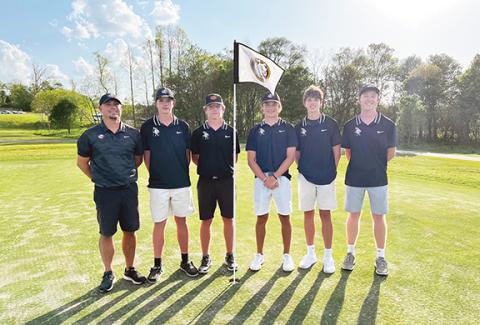 Mitchell Golden/Contributing Photographer The Murphy boys golf team won the Smoky Mountain Conference Championship for the second straight year in 2022. From left are head coach Joseph Watson, Connor Golden, Wyatt Simmons, Andrew Barolet, Bradey Golden and Harper Martin.