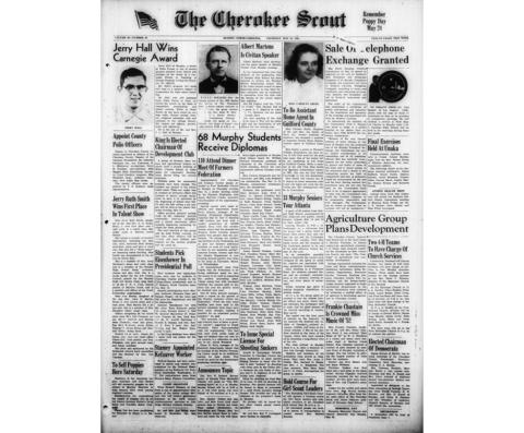 This is the front page of the May 22, 1952, edition of the Cherokee Scout, which was 70 years ago this week.