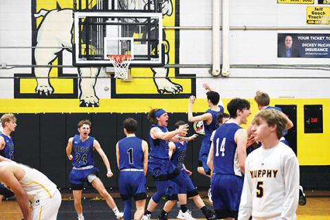 The Eagles were ecstatic after pulling off a wild comeback at Murphy on Jan. 27.