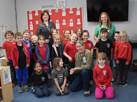 Bill Belian/Contributing Photographer  Kindergarten students at The Learning Center charter school in Murphy were happy to answer questions from Cherokee Scout humor columnist Anngee Quinones-Belian.