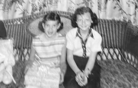 Georgene Ambrosino (left) and Jane Goebel in a childhood photo together.