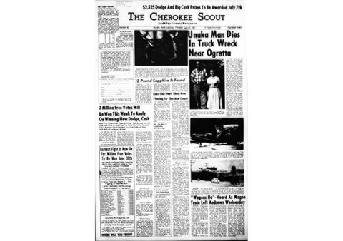 This is the front page of the June 28, 1962, edition of the Cherokee Scout, which was 60 years ago this week.