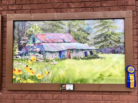 Elly Hobgood’s “Misty Morning Mountain Meadow” won first place at the Silver Show Murphy Art Xplosion on Friday night. 