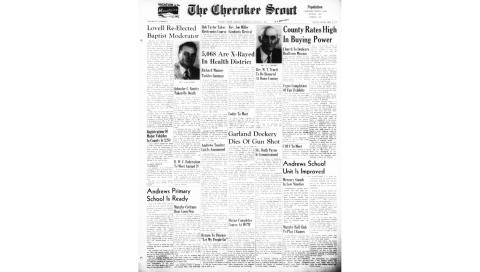 This is the front page of the Aug. 21, 1952, edition of the Cherokee Scout, which was 70 years ago this week.