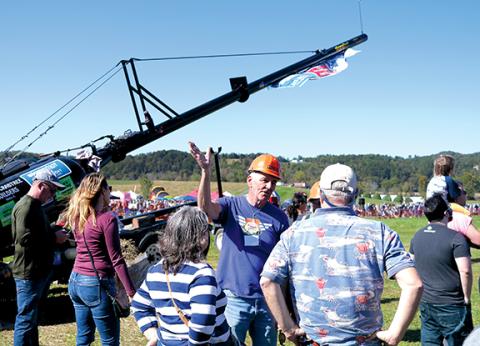Jared Putnam/editor@cherokeescout.com Spectators get a behind-the-scenes, up-close look at the machinery during the 2021 Punkin Chunkin in Brasstown. Folks return to the scene of the year this weekend.