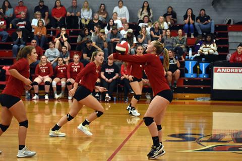 Justin Fitzgerald/sports@cherokeescout.com Andrews’ Americas LeQuire passes the ball during the Lady Wildcats’ 3-0 loss to Murphy on Oct. 11.