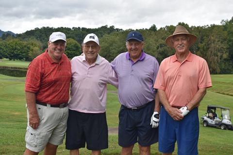 Mike Smith, Dick Welton, Marvin Davenport and Ed Moore (from left) were winners of the Low Score Foursome in the Bethel Guidry Scholarship Golf Tournament on Sept. 10, sponsored by Good Shepherd Episcopal Church in Hayesville.