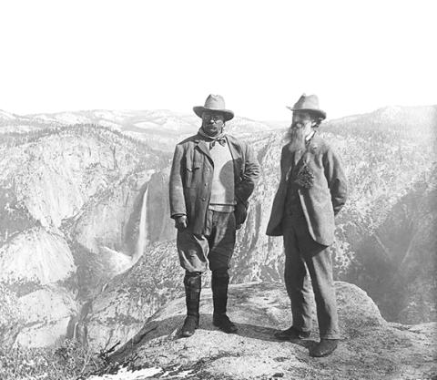 John Muir and Theodore Roosevelt at Yosemite in 1903.
