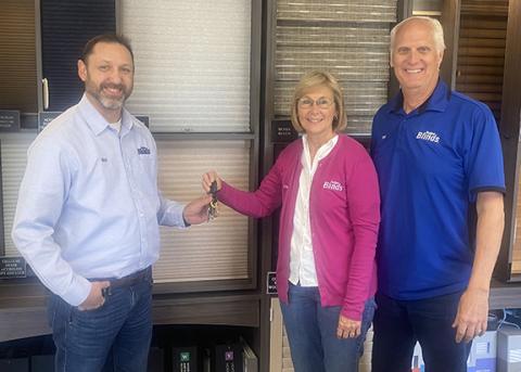 Rick and DeeDee Siefken have sold the tri-state area’s Budget Blinds franchise to longtime employee Nick Frechette (left).