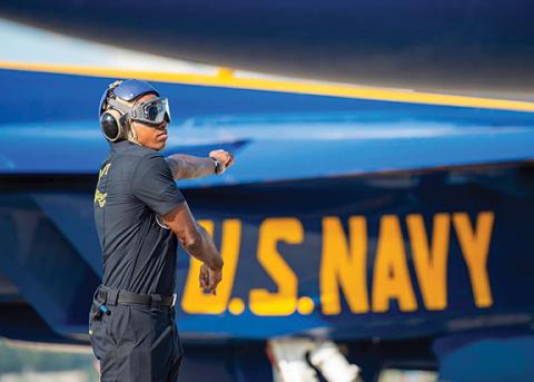 Photo courtesy of the U.S. Navy  Gregory Lloyd grew up a gamer, but today he’s participating in real action with the Blue Angels flight squadron
