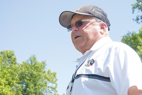 Justin Fitzgerald/sports@cherokeescout.com Retired Murphy High School head football coach David Gentry patrolled Murphy’s sidelines for 38 years, setting records that may never be broken. He will be inducted into the N.C. High School Athletic Association Hall of Fame on Saturday, Aug. 19.
