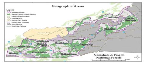This map illustrates the new U.S. Forest Service management plan for a large portion of the Southern Region. 