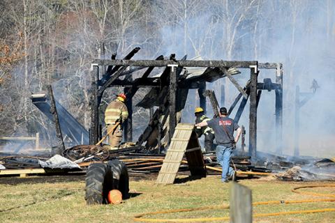 Photos by Anngee Quinones-Belian/Staff Correspondent  A Valentine’s Day fire left the owners of Hoggy Doggy Farms nowhere to put animals.