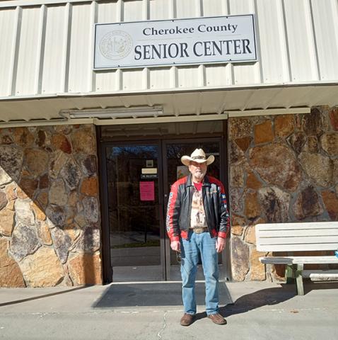 Rex Gruber stands in front of Penland Senior Center in downtown Murphy, home of Four Seasons – the county’s new grief counseling group.