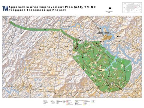 These are paths the Tennessee Valley Authority is considering in order to build a new power transmission line in Cherokee County.