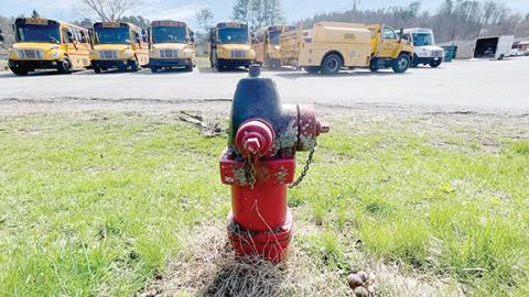 Randy Foster/editor@cherokeescout.com  A fire hydrant at Andrews High School is spray-painted black to signify that it is out of commission.