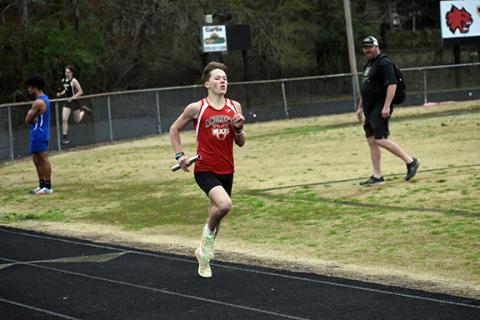 Justin Fitzgerald/sports@cherokeescout.com Andrews freshman O’Malley Salinas took first place in the 800-, 1,600- and 3,200-meter runs, also anchoring the Wildcats’ winning 4x800-meter relay team, during the first outdoor track meet of the season on March 8.