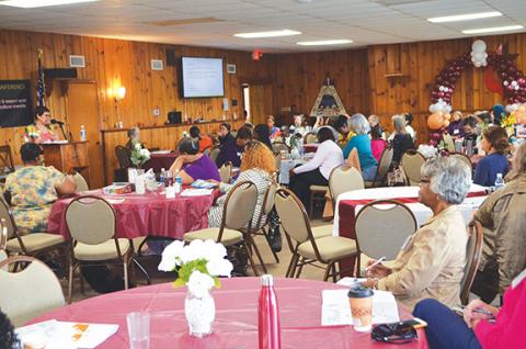Photos by Abigail Blythe Batton/Staff Correspondent Women gather after breakfast for an informal chat at the Hinton Center for the 23rd annual One Dozen Who Care Multicultural Women’s Development Conference.