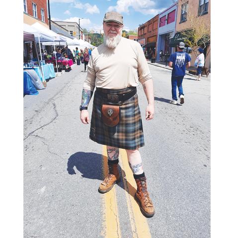 Anngee Quinones-Belian/Staff Correspondent  Jeff Haskill of Topton came out and enjoyed the Spring Fling wearing his Scottish clan’s hunting tartan.
