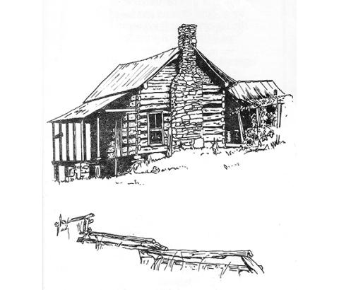 This is a drawing of the Mosteller Home Place by Robert Lee Hoffman, the artist who illustrated the poem book I published in 1984. All the poems were hand-written in calligraphy by Hoffman.