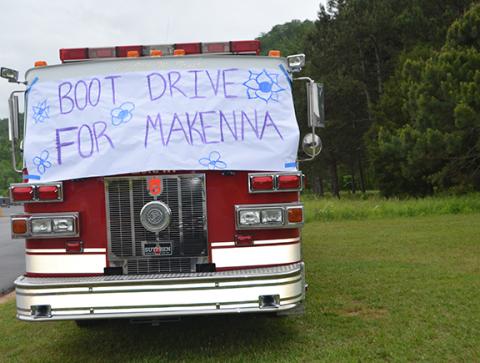 Abigail Blythe Batton/Staff Correspondent The Murphy Fire Department collected money Saturday to assist Makenna Cook in her recovery from an aneurysm in January.