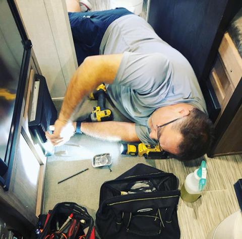 With four kids, four dogs and a mobile tool bag, Travaglino is used to working in tight spaces.