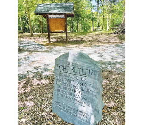 Randy Foster/editor@cherokeescout.com Mountain Men from Shepherd of the Mountains Church in Murphy spent around 200 hours over one year renovating the site of Fort Butler, a former U.S. Army post that was part of the Trail of Tears period in the 1830s.