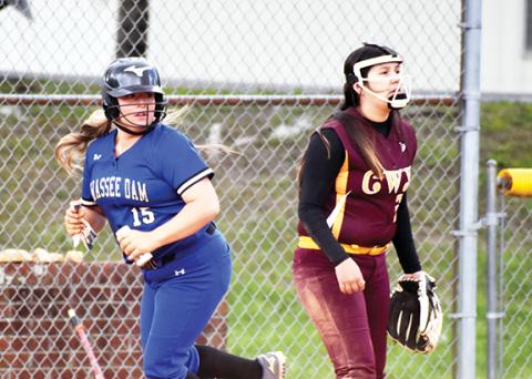 Justin Fitzgerald/sports@cherokeescout.com Hiwassee Dam’s Payton McNabb keeps her eye on where the ball’s going in a 12-1 win over Cherokee on May 2.
