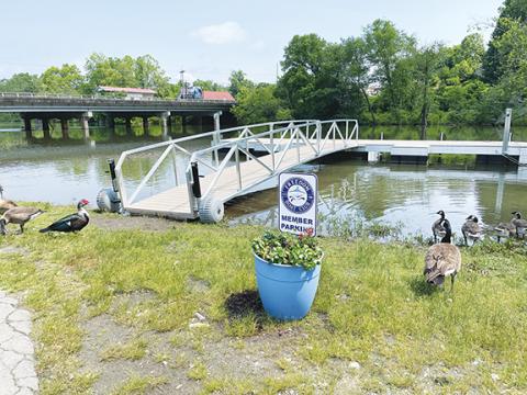 Randy Foster/editor@cherokeescout.com The Freedom Boat Club has installed a floating boat dock at the Tennessee Valley Authority boat ramp facility off of Hiwassee Street in downtown Murphy.