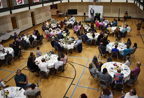 Bill Belian/Contributing Photographer The Andrews Chamber of Commerce’s annual dinner meeting was held June 20 in Andrews United Methodist Church’s fellowship hall. The room was filled with folks wanting to know what the chamber and town accomplished last year and have planned for the next fiscal year.