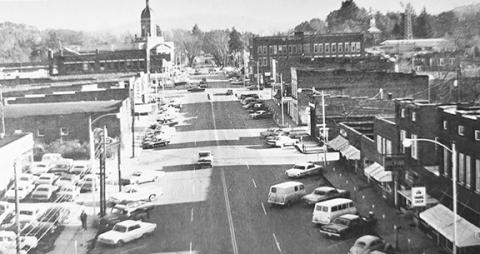 A view of Tennessee and Peachtree streets in Murphy taken from a Murphy High School annual in the time this column is set.