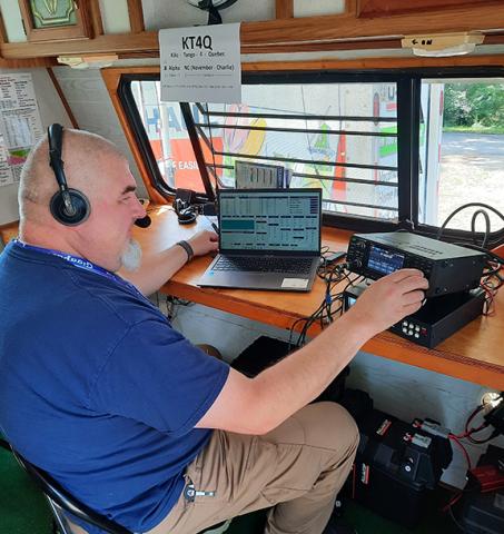 Anngee Quinones-Belian/Staff Correspondent   Larry Maleszewski has been involved with ham radios for about five years. He enjoys making contacts during the American Radio Relay League Field Day events, most recently at Fields of the Wood on June 24-25.