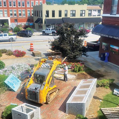 Penny Ray/Contributing Photographer The Charters of Freedom in downtown Murphy were being moved Saturday to a new home at Konehete Veterans Park in preparation for upcoming construction.