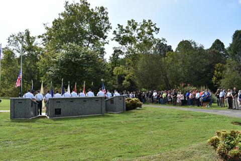 Anngee Quinones-Belian/Staff Correspondent A group of about 100 people came to Konehete Veterans Park in Murphy on Sept. 11 to never forget the people who served, and died, during the terrorist attacks on Sept. 11, 2001.
