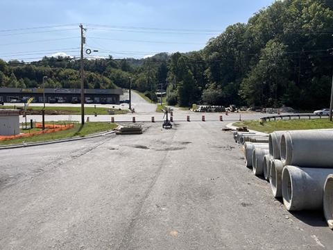 The N.C. Department of Transportation plans to construct a roundabout at an intersection it is creating between U.S. 64 West, Marks Drive/Smith Hollow and a connector street it is building between U.S. 64 and Old Ranger Road. This photo was taken from the connector road looking toward Marks Drive/Smith Hollow.