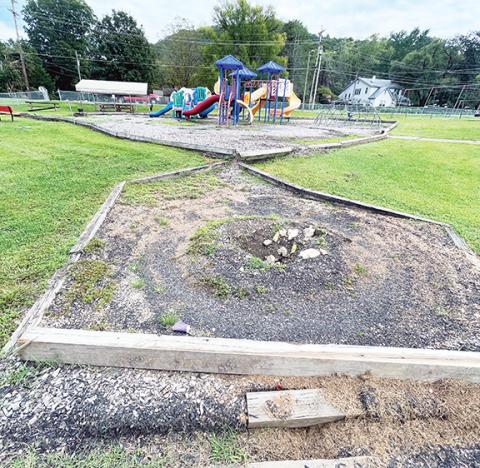 Randy Foster/editor@cherokeescout.com The grounds at Ferebee Park, a small neighborhood playground in Andrews, are rutted from rainwater runoff and springs that run beneath the park, shown in this photo taken Sept. 13.