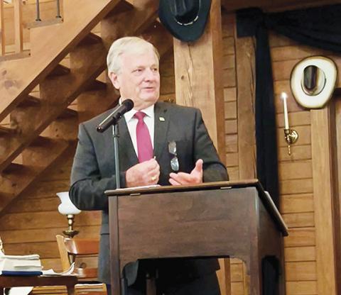 Photos by Randy Foster/ editor@cherokeescout.com State Treasurer Dale Folwell was the keynote speaker at Thursday evening’s Cherokee County Chamber of Commerce annual dinner meeting in Peachtree.