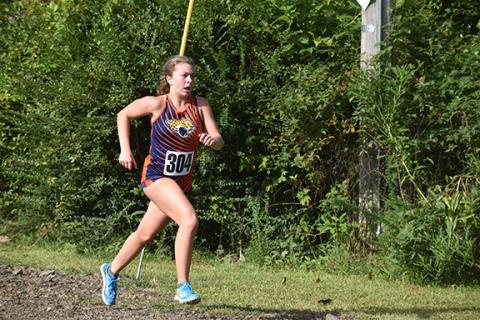 Justin Fitzgerald/sports@cherokeescout.com Tri-County Early College sophomore Fern Crayton finished third during Saturday’s cross country meet at Murphy in a new season-best time of 20 minutes, 46.60 seconds.