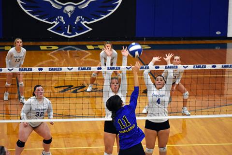 April McNAbb/Contributing Photographer The Hiwassee Dam varsity volleyball team’s starting six led the way to the Little Smoky Mountain Conference Tournament title last week.