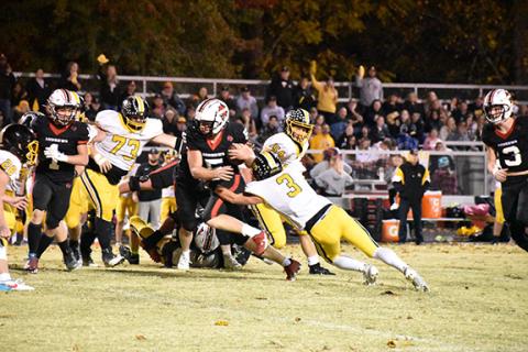 Photos by Matthew Osborne/CNI News Service Hunter Stalcup (left photo) took Murphy’s first play of the game 80 yards and into the end zone to put Murphy up early. Meanwhile, Dalton Rose (right photo) rushed for a total of 144 yards for Andrews on Friday night.