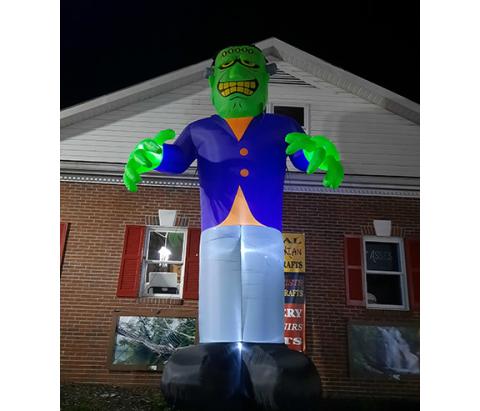 Photos by Anngee Quinones-Belian/Staff Correspondent It’s hard to miss the larger-than-life Frankenstein that attempts to scare passersby at the Murphy Art Center on the square downtown.