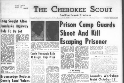 This is the front page of the Oct. 25, 1960, edition of the Cherokee Scout, which was 63 years ago this week.