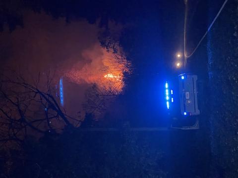 Flames off Junaluska Road near Andrews.  Photo by Randy Foster/Cherokee Scout