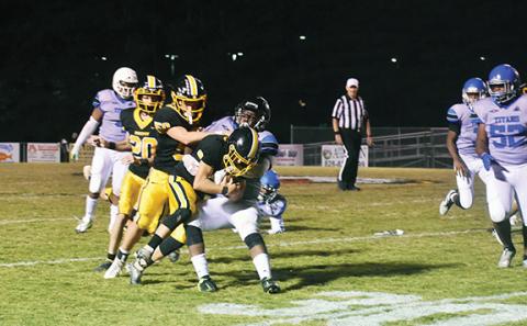 Justin Fitzgerald/Cherokee Scout Murphy’s ground game continued to be difficult to stop Friday night against Bishop McGuinness, as the Bulldogs racked up nearly 600 yards of rushing offense.