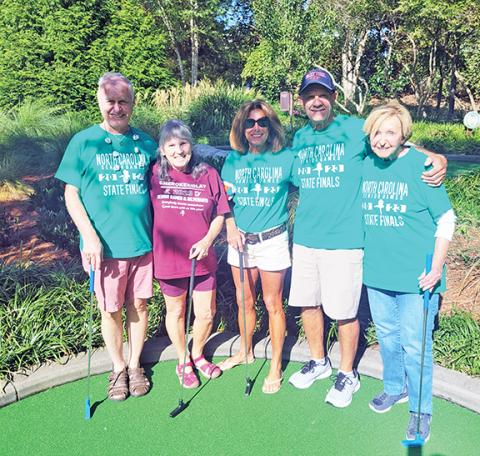 From left are Cherokee/Clay County Senior Games State Finals participants Kyle Swanson, Jane Birchfield, Michele Preisser, Gary Preisser and Marjorie Swanson.