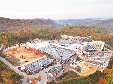 Contributed by Harrah’s Cherokee Valley River Casino & Hotel A drone shot this aerial photo of construction at Harrah’s Cherokee Valley River Casino & Hotel.
