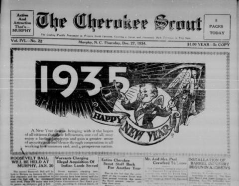 This is the front page of the Dec. 27, 1934, edition of the Cherokee Scout, which was 89 years ago today.