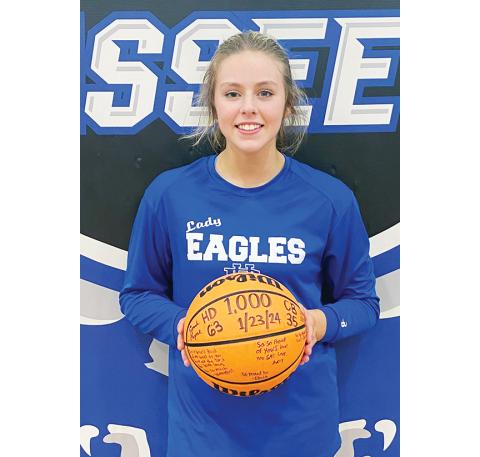 Olivia McNabb has scored 1,000 career points for the Hiwassee Dam Lady Eagles’ basketball team and still has another year left to play for the team.